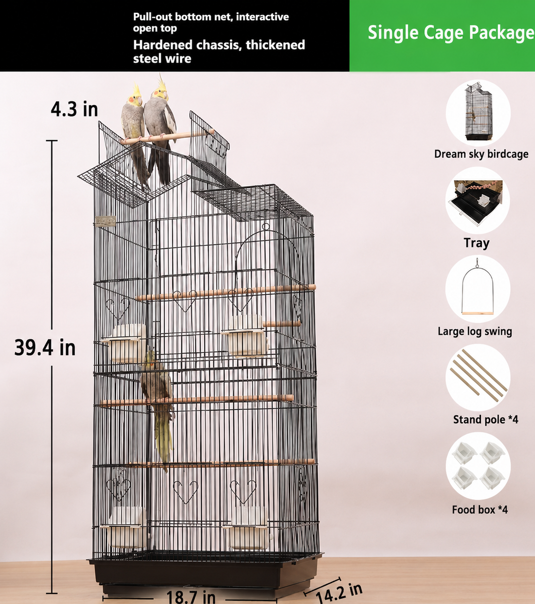 Large Luxury Bird Cage With Spacious Breeding Design