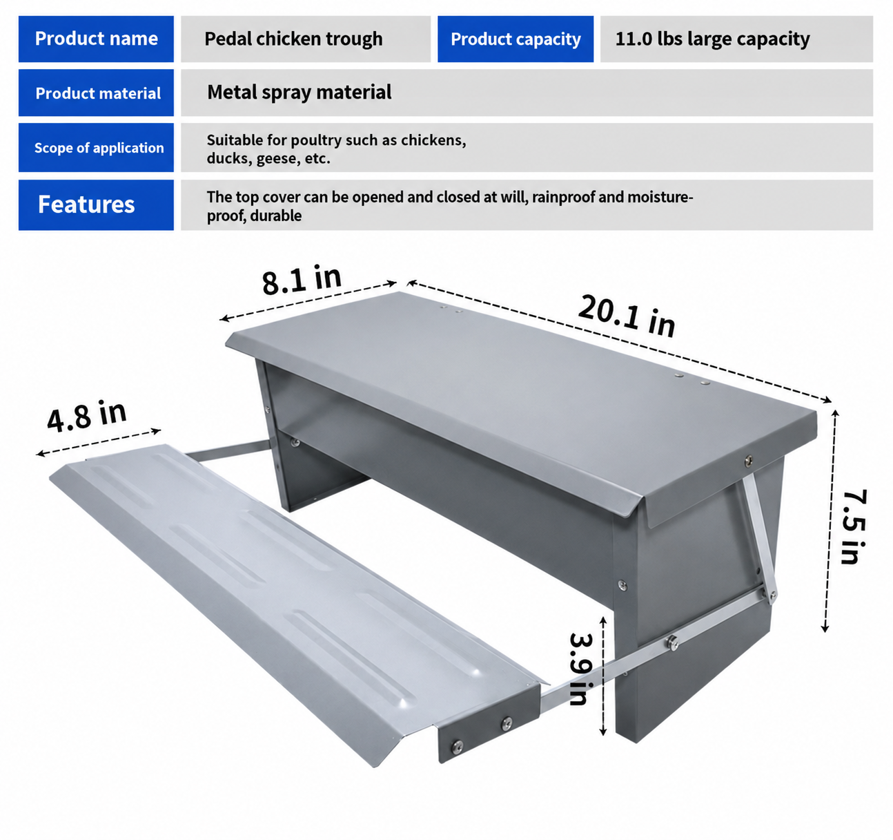 Automatic Pedal Poultry Feeding Trough Feeder