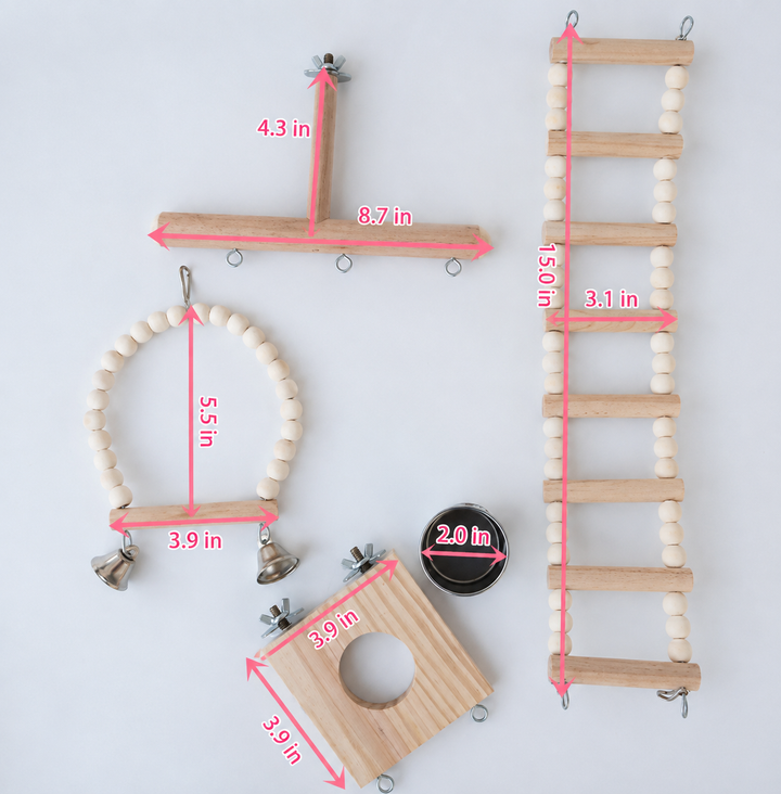 Bird Cage Stand Play Gym Wood Parrot Swing Climbing