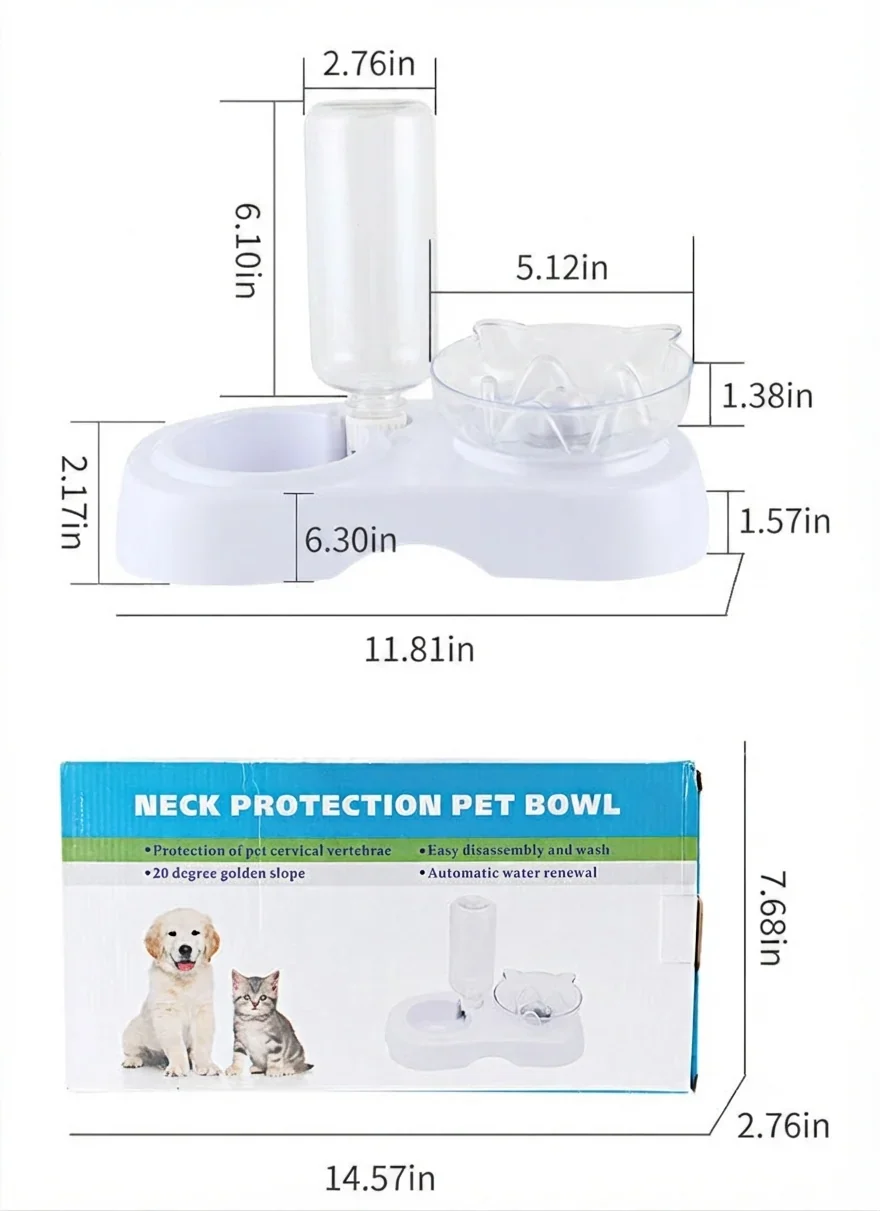 Transparent Plastic Pet Feeding And Drinking Bowl Set
